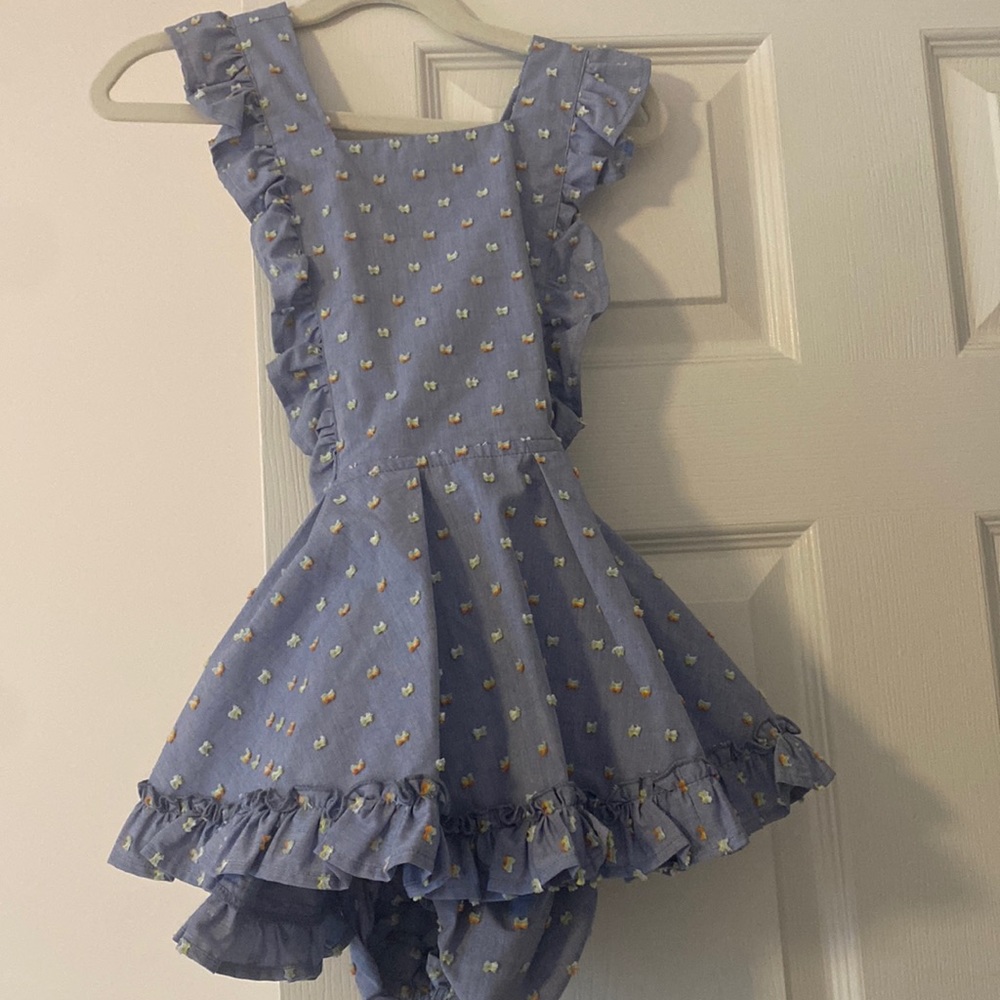 Numi rainbow clip dot dress size 3 girls pinafore with detachable bloomers